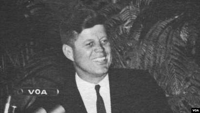 President John Kennedy at Voice of America in 1962.