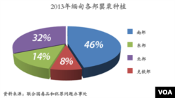 2013年缅甸各邦罂粟种植