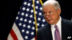 Attorney General Jeff Sessions speaks at a news conference in Baltimore, Dec. 12, 2017.