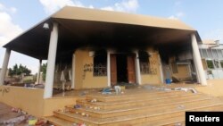 An exterior view of the U.S. consulate, which was attacked and set on fire by gunmen in Benghazi, Libya, on September 12, 2012. 