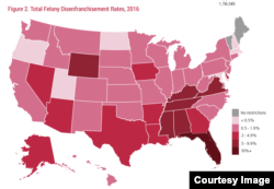 Disenfranchisement rates. (Credit: The Sentencing Project)