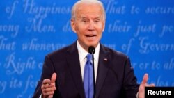 Ứng cử viên tổng thống Mỹ Joe Biden thuộc đảng Dân chủ tại phiên tranh luận hôm 22/10/2020