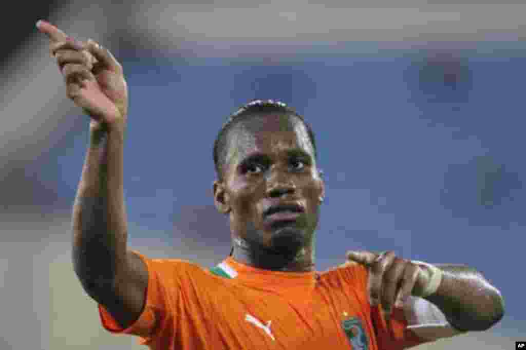 Didier Drogba of Ivory Coast reacts during their quarter-final soccer match against Equatorial Guinea at the African Cup of Nations tournament in Malabo February 4th, 2012.