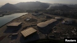 An aerial view shows the 2016 Rio Olympic park in Rio de Janeiro, Brazil, April 25, 2016. 