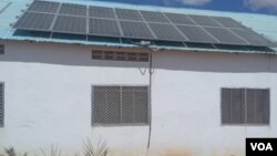 A photo of the photovoltaic cell which is fitted on the roof of the Hanaano hospital, in the central town of Dhusamareb, Somalia on Jan. 20, 2022. It’s function is to capture solar energy. (Abdiwahid Moalin Isak/VOA)