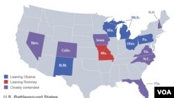 Battleground states in the 2012 U.S. presidential election