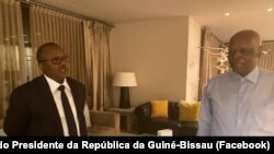 Úmaro Sissoco Embaló, Presidente guineense, e José Eduardo dos Santos, antigo Presidente angolano, 30 outubro 2020
