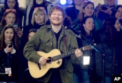 FILE - Ed Sheeran performs on "The Today Show" in New York City.