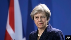 Theresa May, Première ministre de Grande Bretagne, Berlin, le 16 février 2018