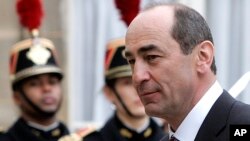 FILE - Then-Armenian President Robert Kocharian arrives at the Elysee Palace in Paris, Feb. 19, 2007.