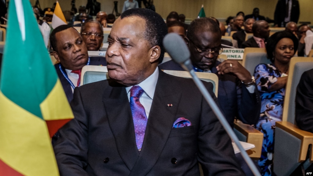Le Président de la République du Congo, Denis Sassou Nguesso devant une réunion de consultation de haut niveau avec les dirigeants africains sur les élections en République démocratique du Congo au siège de l'UA à Addis-Abeba, le 17 janvier 2019.