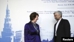 آرشیو- سعید جلیلی، مذاکره کننده ارشد ایران در کنار کاترین اشتون، مسوول سیاست خارجی اتحادیه اروپا- مذاکرات مسکو 