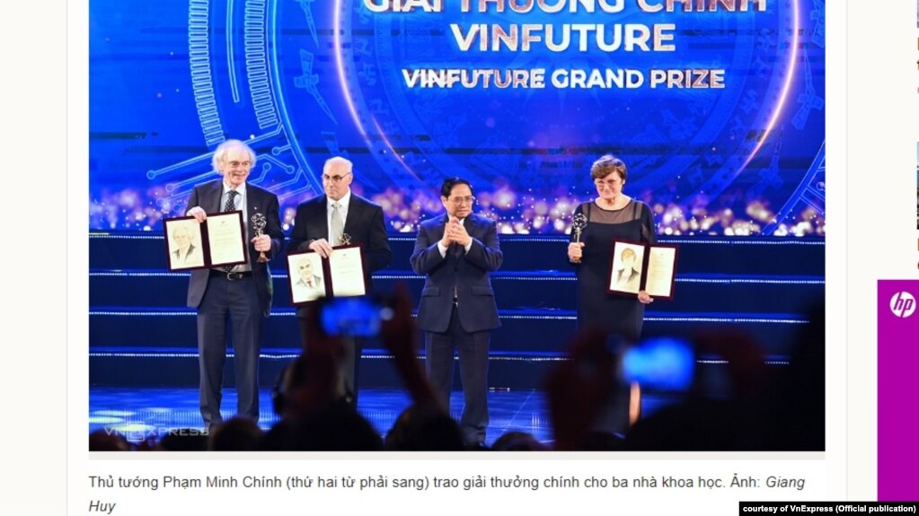 VinFuture foundation awarded its grand prizes to three scientists on Jan. 20, 2022.