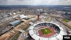 Foto udara stadiun 'Olympic Park' di London yang akan menjadi tempat bagi acara Olimpiade Musim Panas tahun ini (foto: LOCOG).