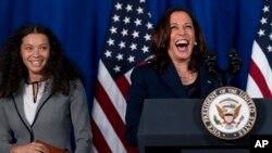 Vice President Kamala Harris speaks about voting rights at Howard University in Washington, Thursday, July 8, 2021. (AP Photo/Andrew Harnik)