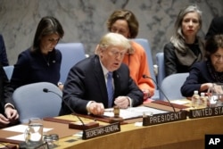 President Donald Trump chairs a United Nations Security Council meeting at the United Nations General Assembly, Sept. 26, 2018, at U.N. Headquarters.