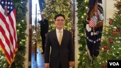 탈북자 지성호 씨가 백악관의 초청으로 17일 열린 크리스마스 연회에 참석했다. 사진 제공=지성호.