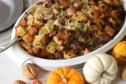 Thanksgiving stuffing is a popular side dish.