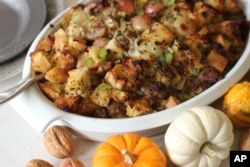 Thanksgiving stuffing is a popular side dish.