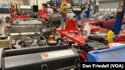 A view of the auto repair shop at Edison Academy in Fairfax County, Virginia.