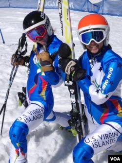 The two Olympic-caliber skiers who race for the US Virgin Islands both have Idaho ties. Jasmine Campbell (left), here with Veronica Gaspar, received the one slot in Sochi allocated to the US territory.