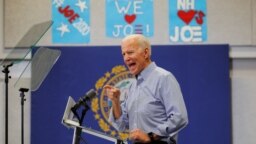 Cựu Phó Tổng thống Joe Biden tại một cuộc vận động tranh cử ở New Hampshire, 13/5/2019 