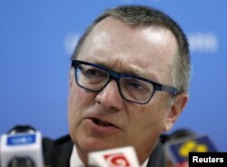 FILE - Jeffrey Feltman, then the U.N. undersecretary for political affairs, speaks during a news conference in Colombo, Sri Lanka, March 3, 2015. Feltman, now the U.S. special envoy for the Horn of Africa, is in Addis Ababa to meet with Ethiopian leaders about the Tigray conflict.