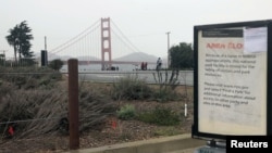 A sign near the Golden Gate Bridge shows federal land being closed because of a partial U.S. government shutdown in San Francisco, Dec. 23, 2018.