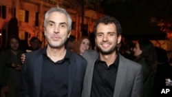 Writer-director Jonas Cuaron and his father, Oscar-winning filmmaker Alfonso Cuaron, are seen at STX Entertainment's premiere of "Desierto" at the 2016 L.A. Film Festival's closing night in Culver City, Calif., June 9, 2016.