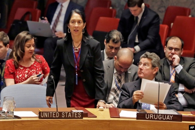 U.S. Deputy Permanent Representative to the U.N. Michele Sison arrives for the Security Council meeting of the United Nations, Feb. 2, 2017.