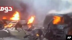 26일 시리아 하마 시 대규모 폭발 현장. (시민제보 동영상)
