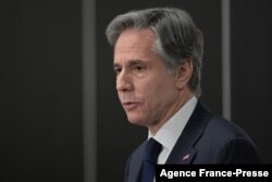 FILE - U.S. Secretary of State Antony Blinken addresses a press conference in Stockholm, Dec. 2, 2021.