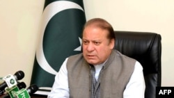 An handout picture released by the Pakistan Press Information Department (PID), March 28, 2016, shows Pakistan's Prime Minister Nawaz Sharif addressing the nation at his office in Islamabad.