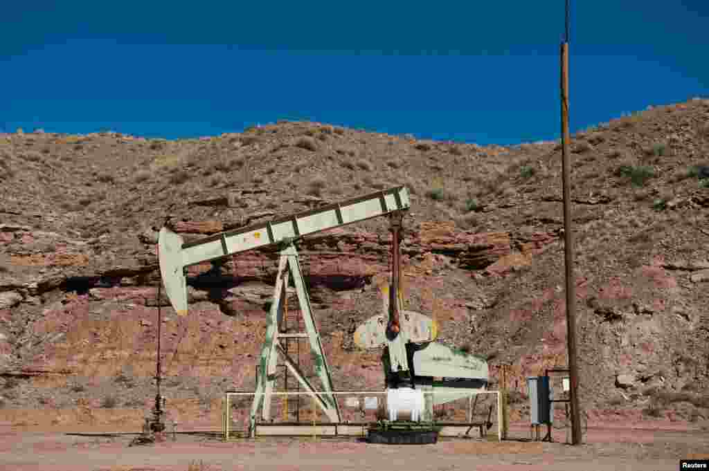 Oil pump jacks are seen near Aneth, Utah, Oct. 29, 2017.