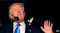 Republican presidential candidate Donald Trump speaks at a campaign rally in Manchester, N.H., Aug. 25, 2016.