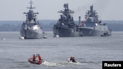 Barcos rusos anclados en Baltisyk, en la región de Kaliningrado.