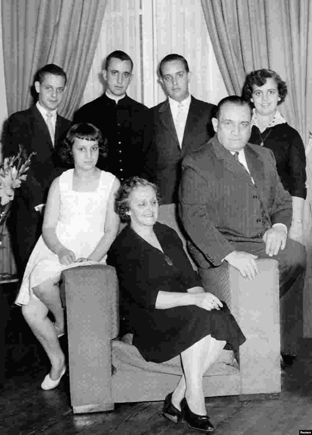 Jorge Bergoglio and his family are seen in this undated handout photo provided by Clarin.