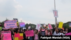 Aksi Women's March di Jakarta, Sabtu, 4 Maret 2017.
