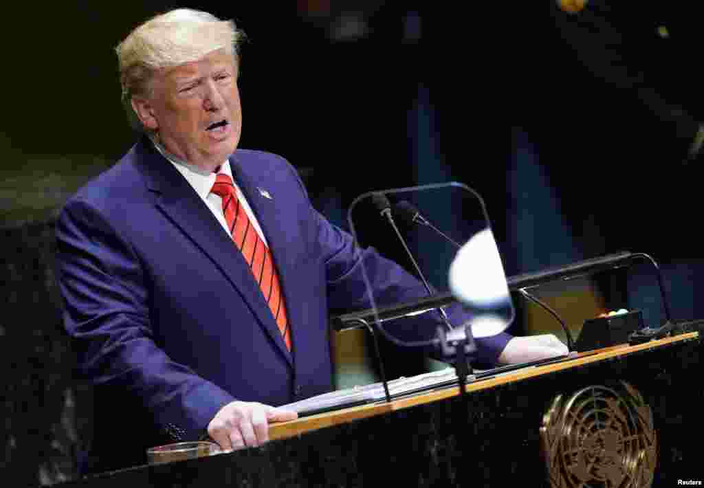 ABŞ prezidenti Donald Tramp BMT-nin Baş Assambleyasında çıxış edir 