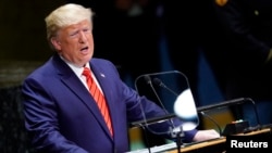 U.S. President Donald Trump addresses the 74th session of the United Nations General Assembly at U.N. headquarters in New York City, 
