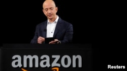 Amazon founder Jeffrey Bezos is seen at a product demonstration in Santa Monica, California, in this September 6, 2012, file photo.