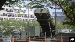 A PAC-3 Patriot missile unit is deployed against the North Korea's missile firing at the Defense Ministry in Tokyo, Saturday, April 29, 2017.