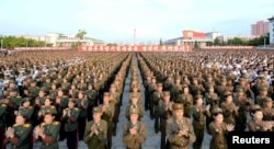 13일 평양 김일성광장에서 북한 5차 핵실험을 축하하는 평양시군민경축대회가 열렸다고 조선중앙통신이 보도했다.