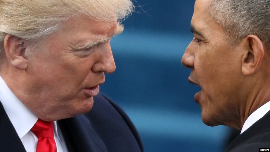 Tổng thống Mỹ Donald Trump và người tiền nhiệm Barack Obama. 