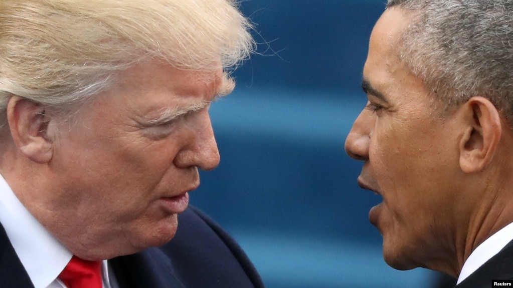 Tổng thống Mỹ Donald Trump và người tiền nhiệm Barack Obama. 