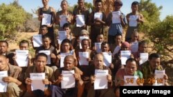 FILE - A photo of the 26 sailors who were released Saturday by Somali pirates. The photo was taken on Aug. 14, 2016. They were held hostage during a ship hijacking nearly five years ago.