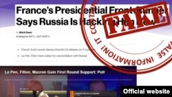 FILE - A screenshot from the Russian Foreign Ministry website (mid.ru) shows a sample of what Moscow considers fake news.