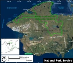 This 2011 satellite image map shows the location of Shishmaref on the northwest coast of Alaska's Seward Peninsula.