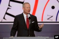 Mayor Mick Cornett of Oklahoma City addresses the opening day of the Republican National Convention in Cleveland, July 18, 2016.