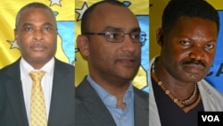 Candidatos à presidência da CASA-CE: Abel Chivukuvuku, Carlos Pinho e João Kalupeteka